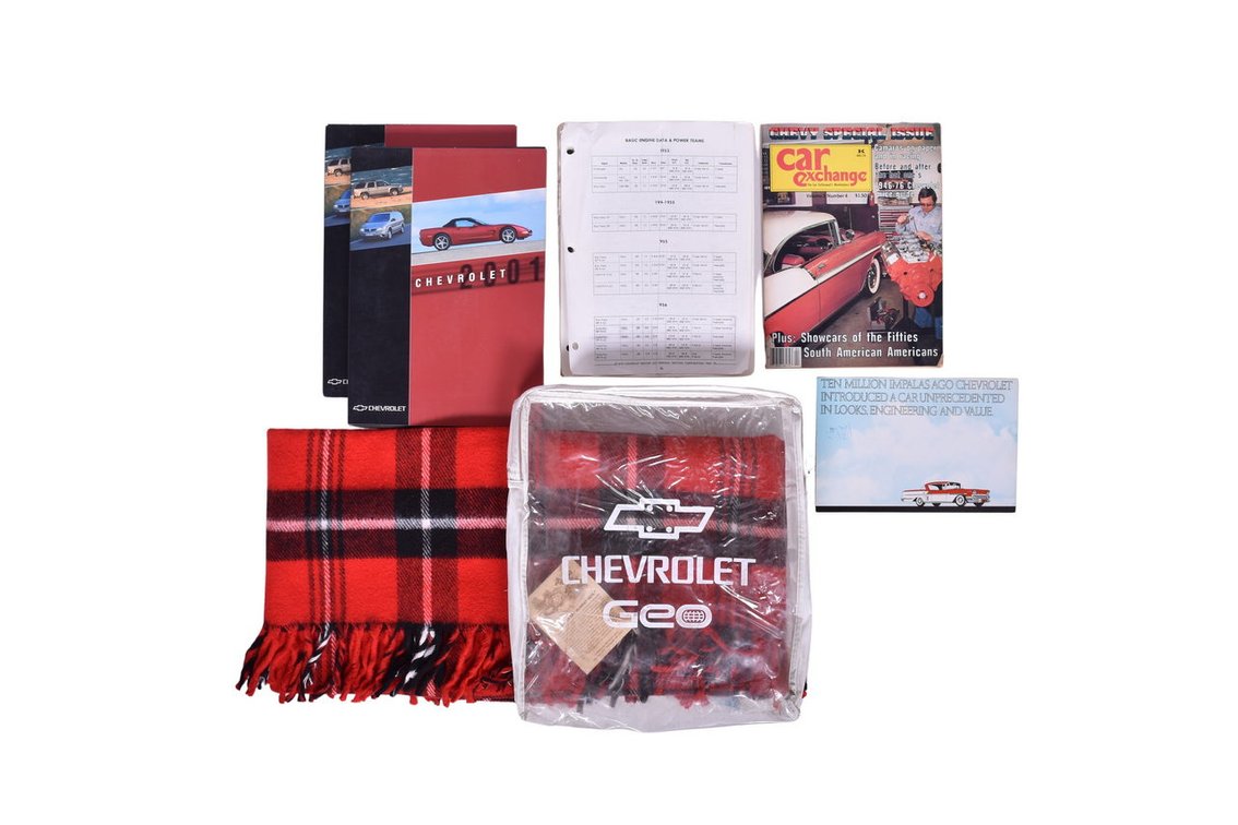 Group of Chevrolet Memorabilia - Faribo Blanket, Car Exchange Magazine, European Press Kit, Promotional Advertisements, etc.