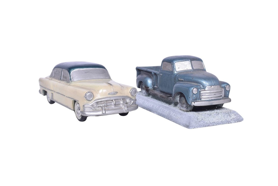 1950s Chevrolet Bel Air Banthrico Promo Coin Bank and GMC Pickup Truck Paperweight