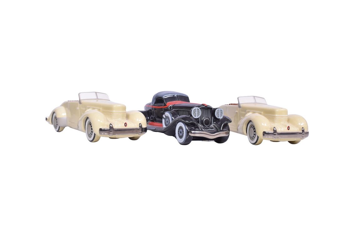 Trio of Avon Products Ceramic Automobile Decanters - 1937 Cord and 1932 Auburn