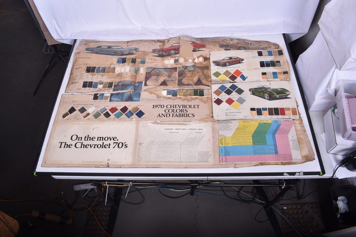 Four 1970 Chevrolet Automobile Dealership Paint Color Charts - Camaro, Corvette, Monte Carlo, Chevelle, Nova