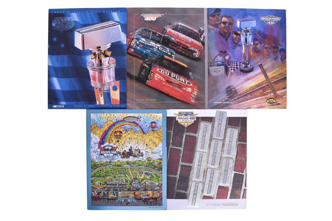 Five Brickyard 400 Official Programs With Penthouse Box Stand Ticket Stubs- 2002, 2003, 2004, 2005, 2006