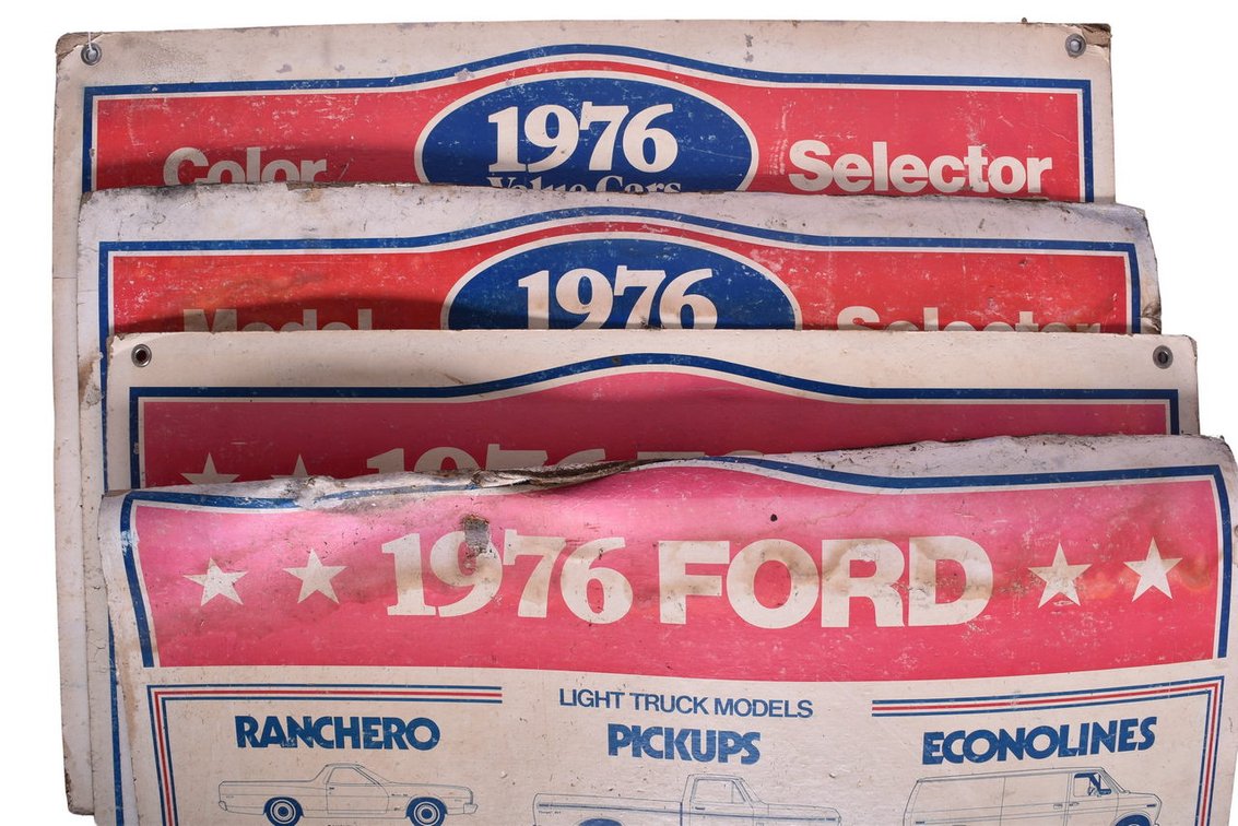 Four 1976 Ford Trucks and Value Cars Large Showroom Paint and Color Charts