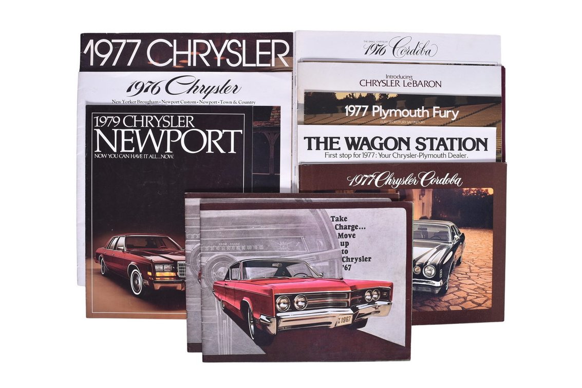 Ten Chrysler-Plymouth Promotional Items- 1977 Fury, 1979 Newport, 1977 Wagon, 1977 Cordoba, LeBaron, Newport, etc.