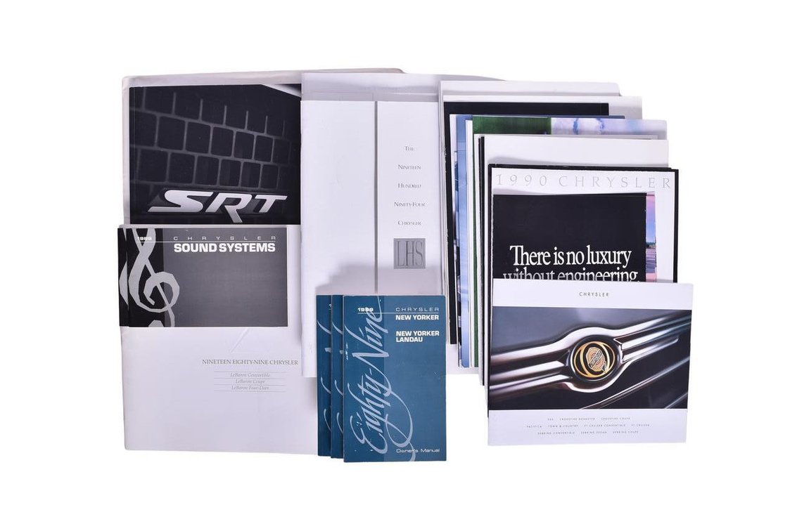 Thirty-Five Pieces Of Promotional And Sales Literature For Chrysler 1980's-2000's- Owner's Manuals, Brochures, Advertisements