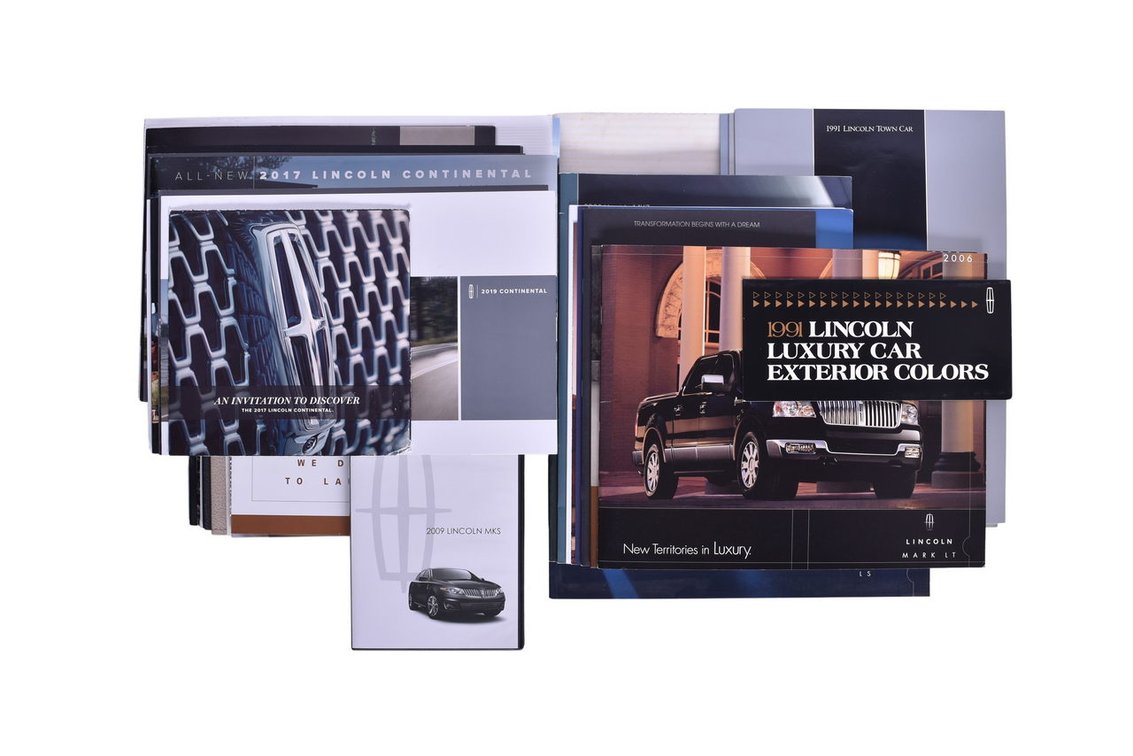 Forty Pieces Of Lincoln Sales And Promotional Literature from 1980's-2000's- 1988 Continental Dealership Packet, 2006, Town Car Packet Unopened, 2009 MKS DVD