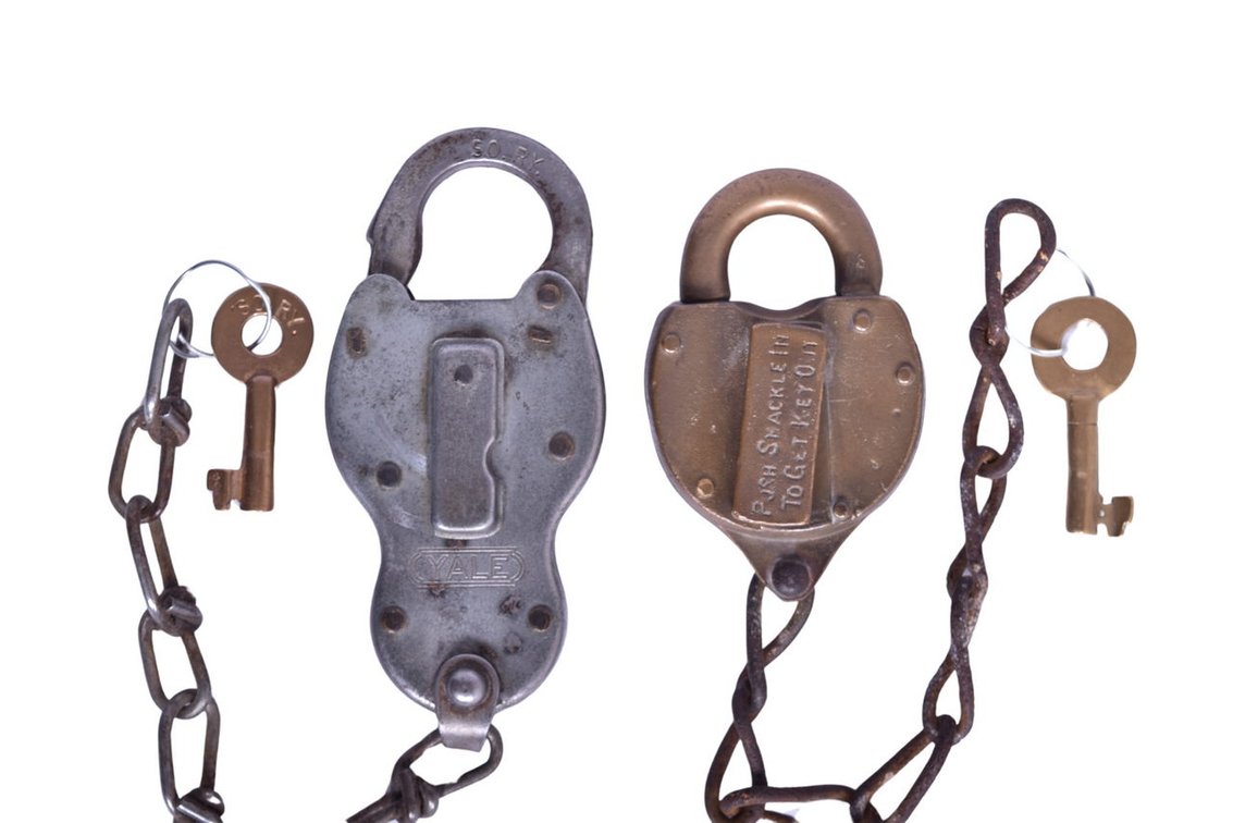 Pair of Southern Railway Railroad Locks with Keys