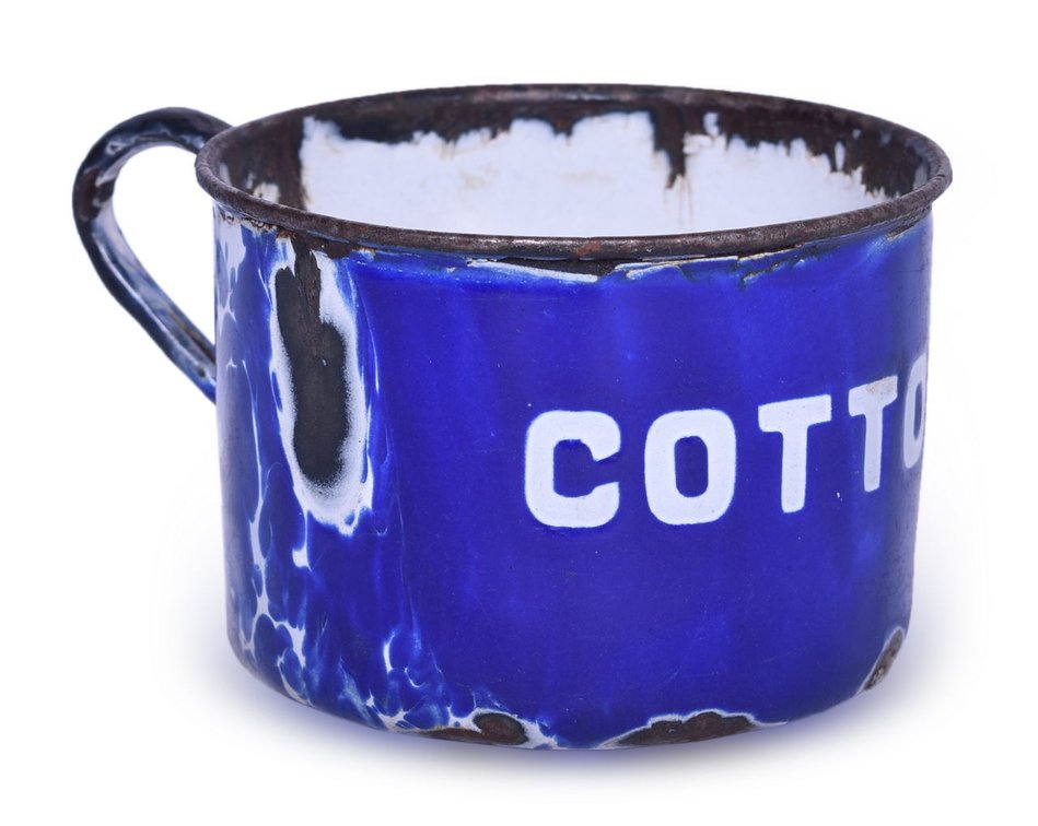 St. Louis Southwestern Railway Cotton Belt Graniteware Cobalt Blue Enameled Drinking Cup