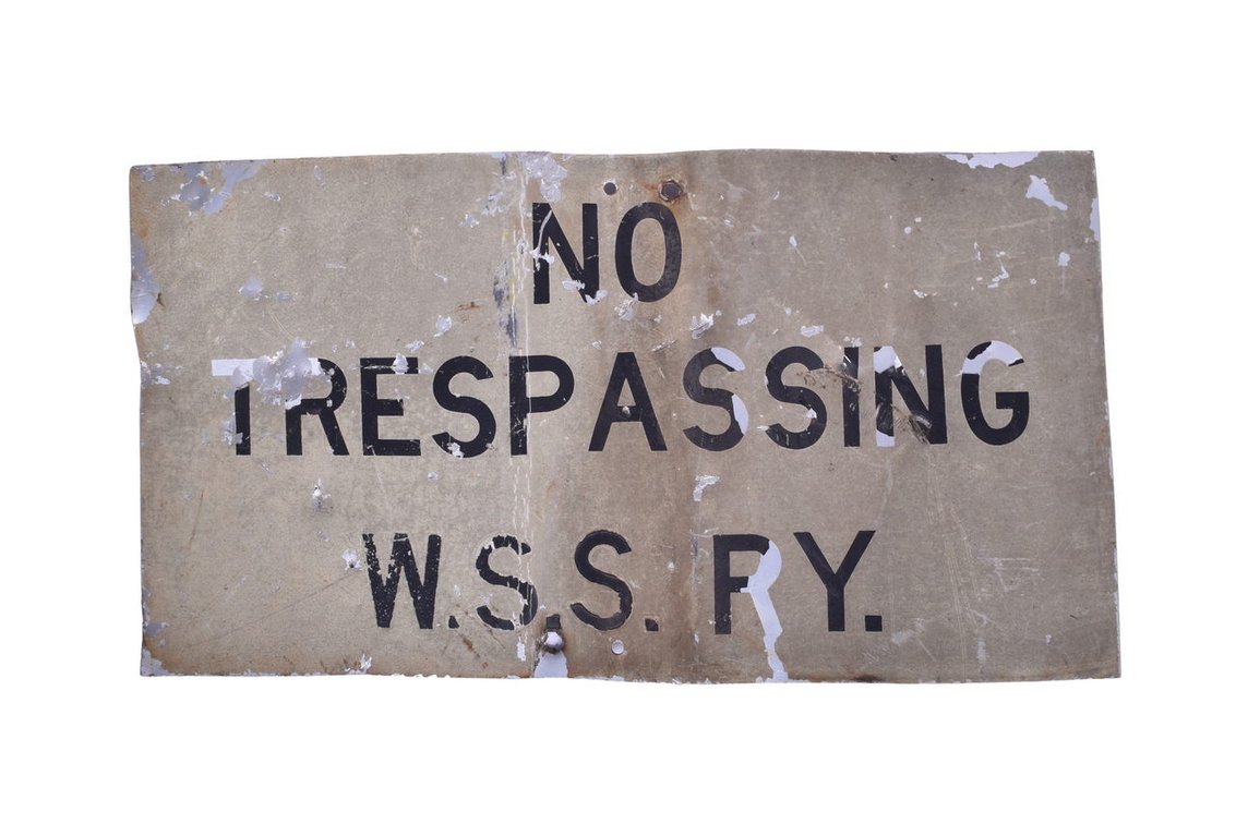 Winston-Salem Southbound Railway Aluminum No Trespassing Railroad Sign
