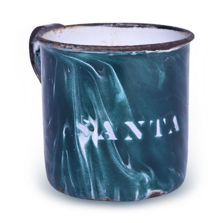 Santa Fe Railroad Green Swirl Graniteware Worker's Drinking Cup