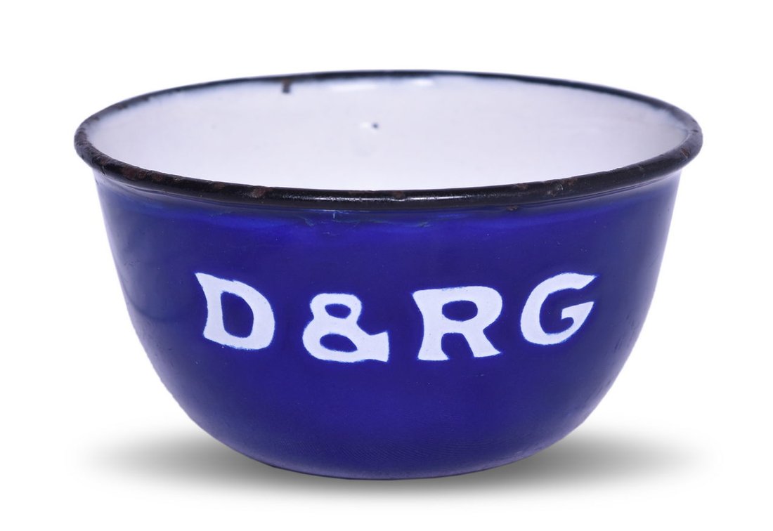 Denver & Rio Grande Railroad Graniteware Cobalt Blue Enameled Drinking Cup