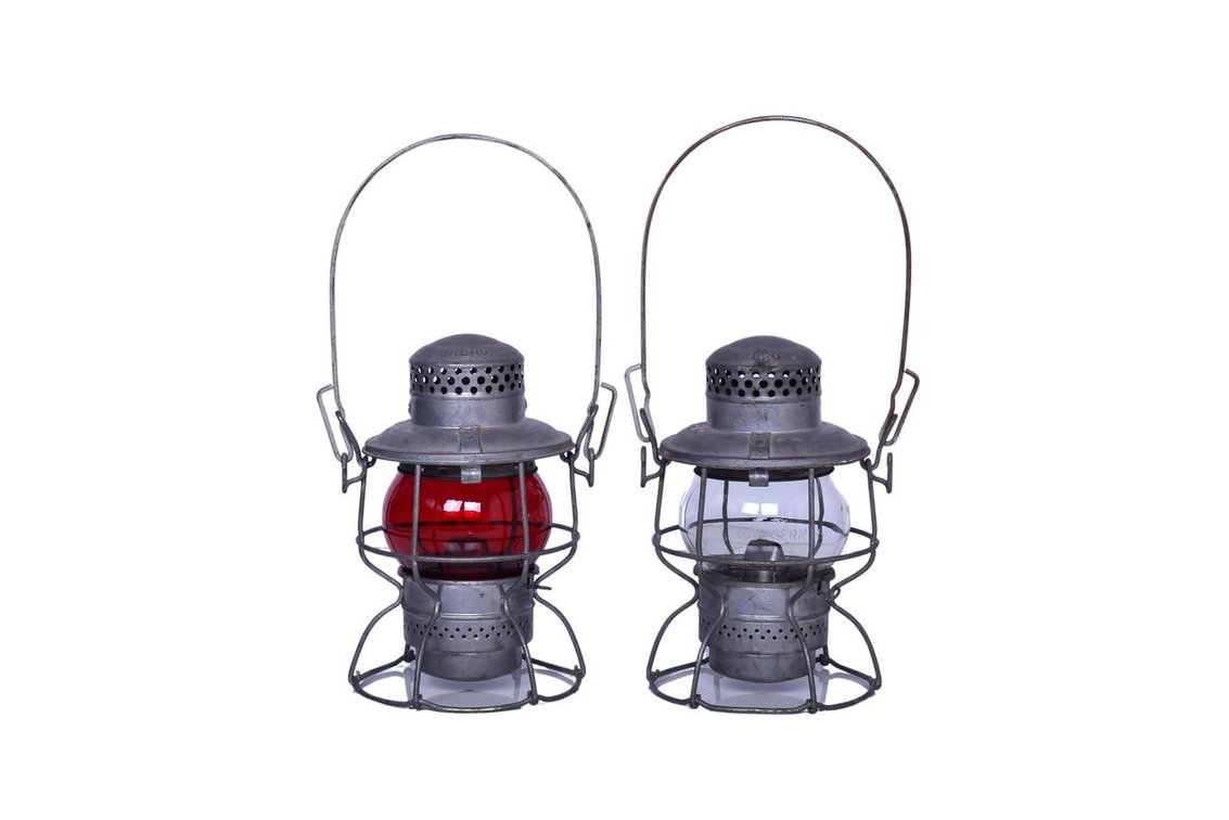 Pair of Adlake Southern Railway Railroad Kero Lanterns