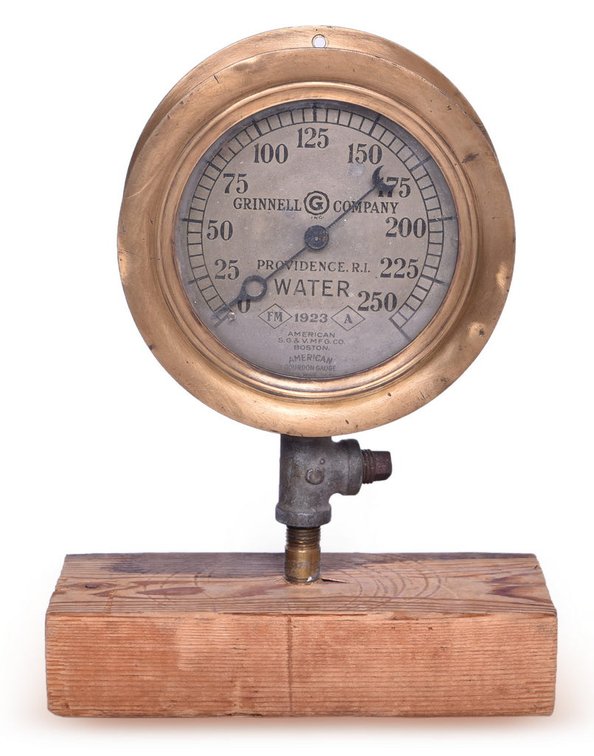 Grinnell Company 1923 Brass Water / Boiler Pressure Gauge