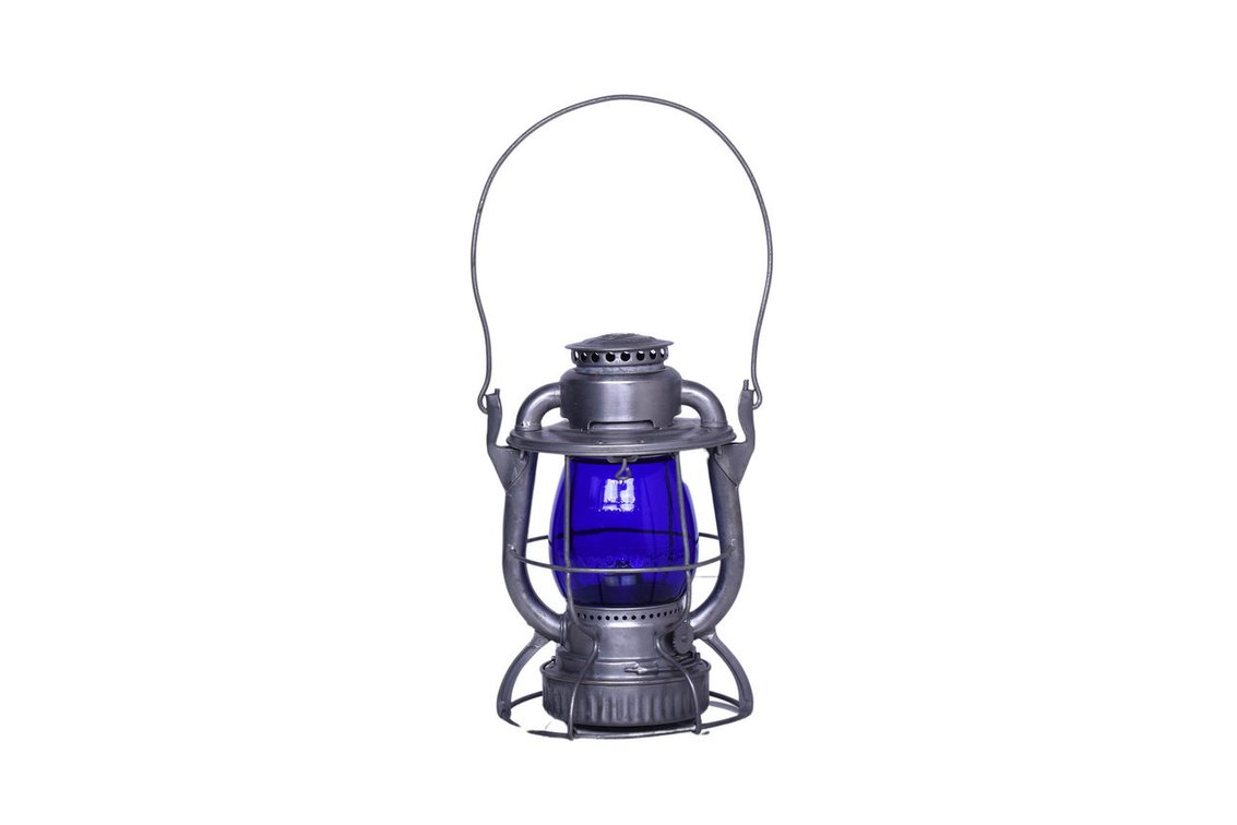 Dietz Vesta New York, Ontario, and Western Railroad Lantern with Reproduction Blue Cast Globe