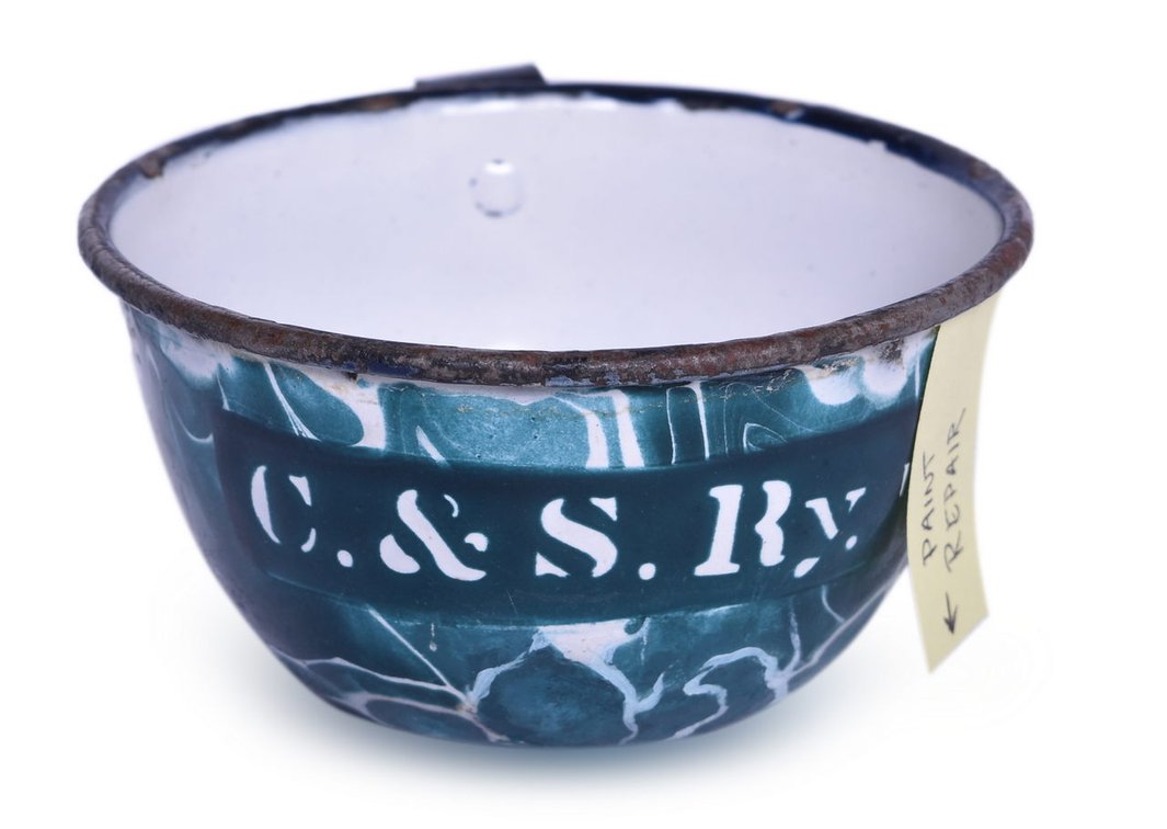 Colorado & Southern Railway Green Swirl Enamelware Drinking Cup