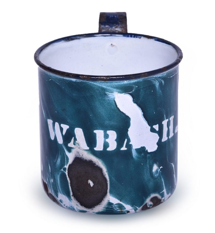 Wabash Railroad Enamelware Marbled Swirl Worker's Drinking Cup