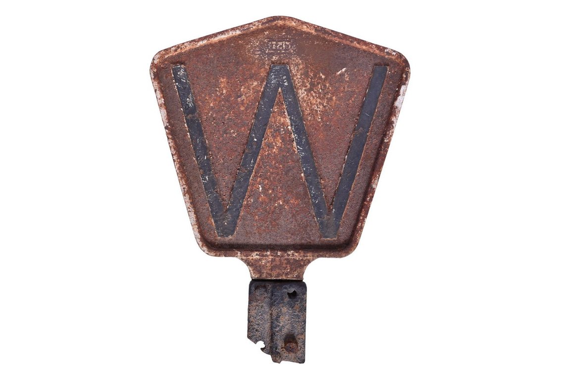 Cast Iron Norfolk and Western Whistle Post Sign