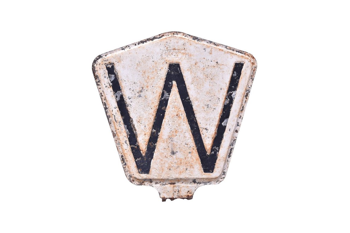 Cast Iron Norfolk and Western Whistle Post Sign