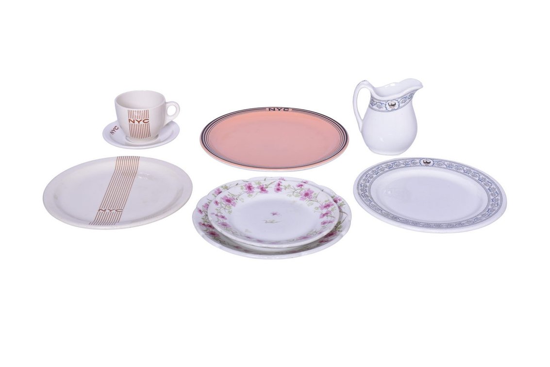 Eight Pieces of New York Central Railroad China - Hyde Park, Mercury, Mohawk, and Dewitt Clinton