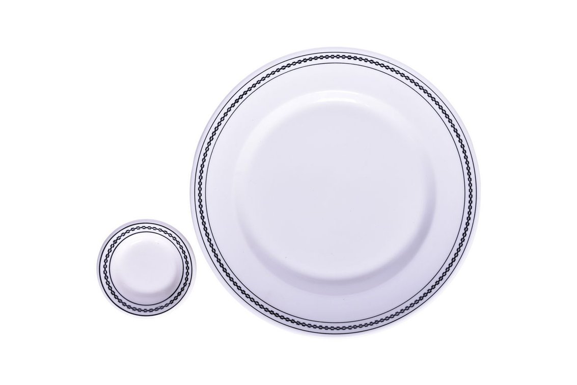 Atchison, Topeka and Santa Fe Railway China Black Chain Dinner Plate and Butter Pat