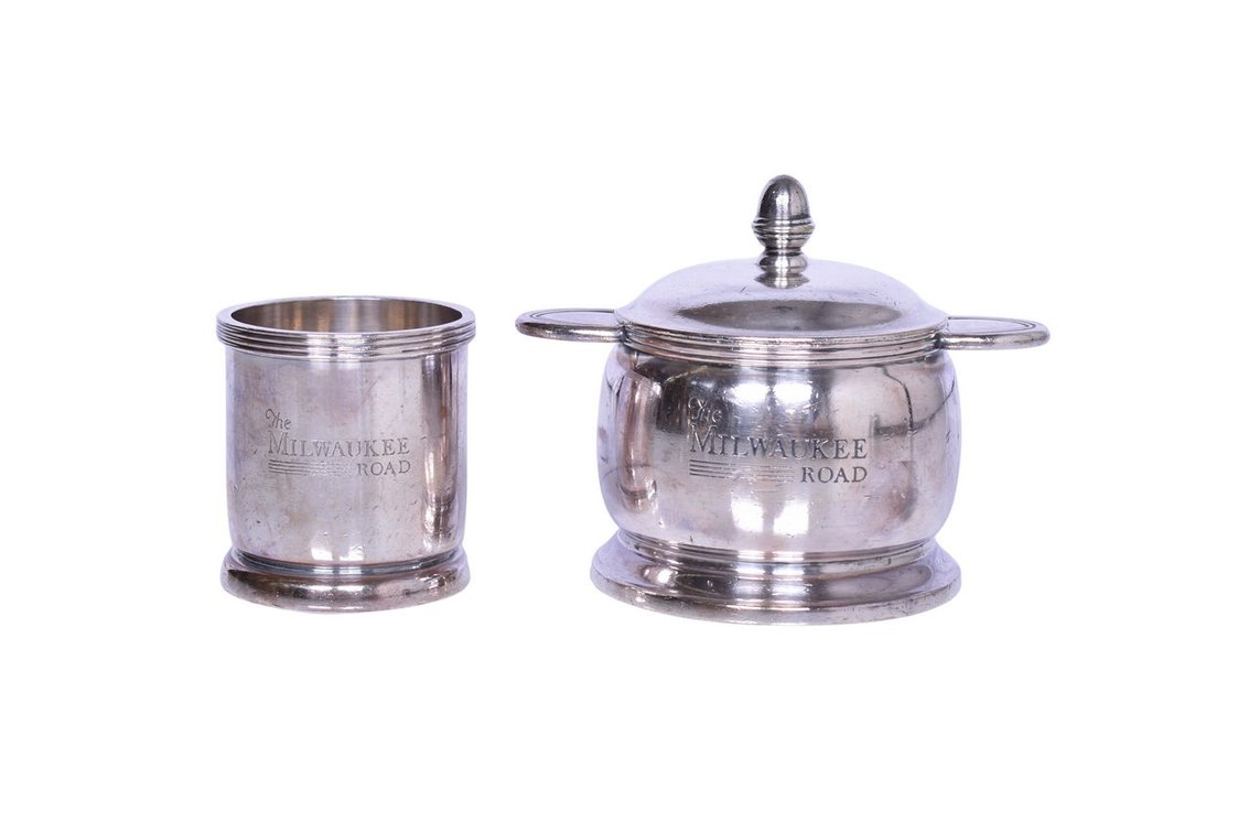 International Silver Milwaukee Road Toothpick Holder and Double Handled Sugar Bowl