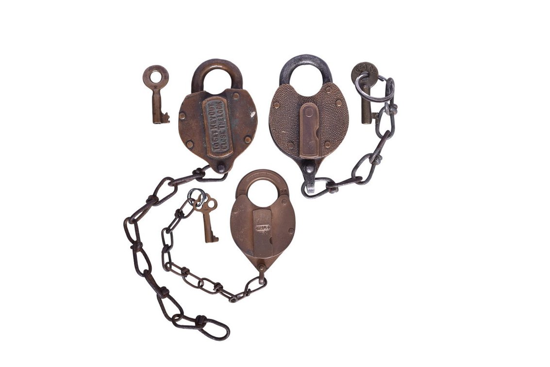 Three Brass Chesapeake and Ohio Railroad Locks