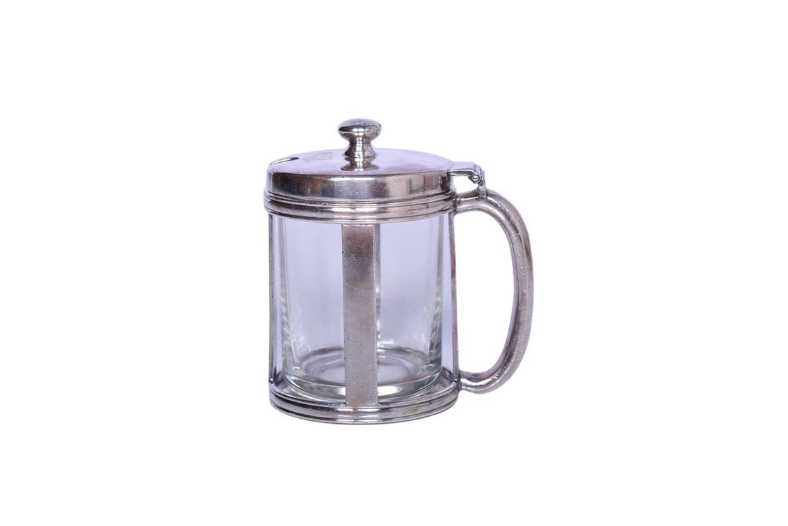 Reed and Barton Pennsylvania Railroad Silver Mustard Pot w/ Glass Insert