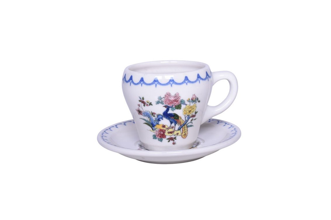 Milwaukee Road Railroad China Peacock Cup and Saucer Set