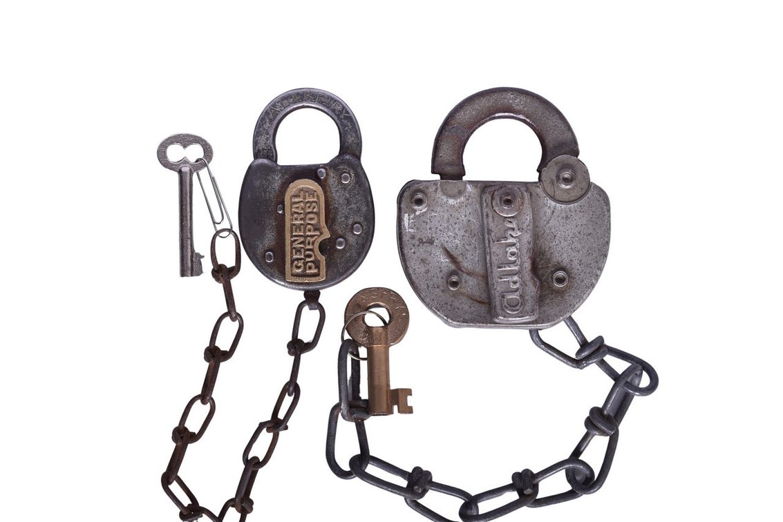 Pair of Atchison, Topeka and Santa Fe Railway Locks - Adlake and General Purpose