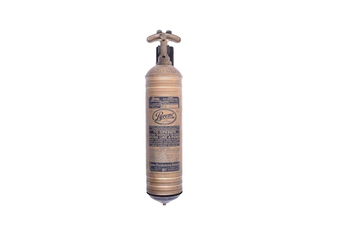 Erie Railroad Brass Pyrene Fire Extinguisher