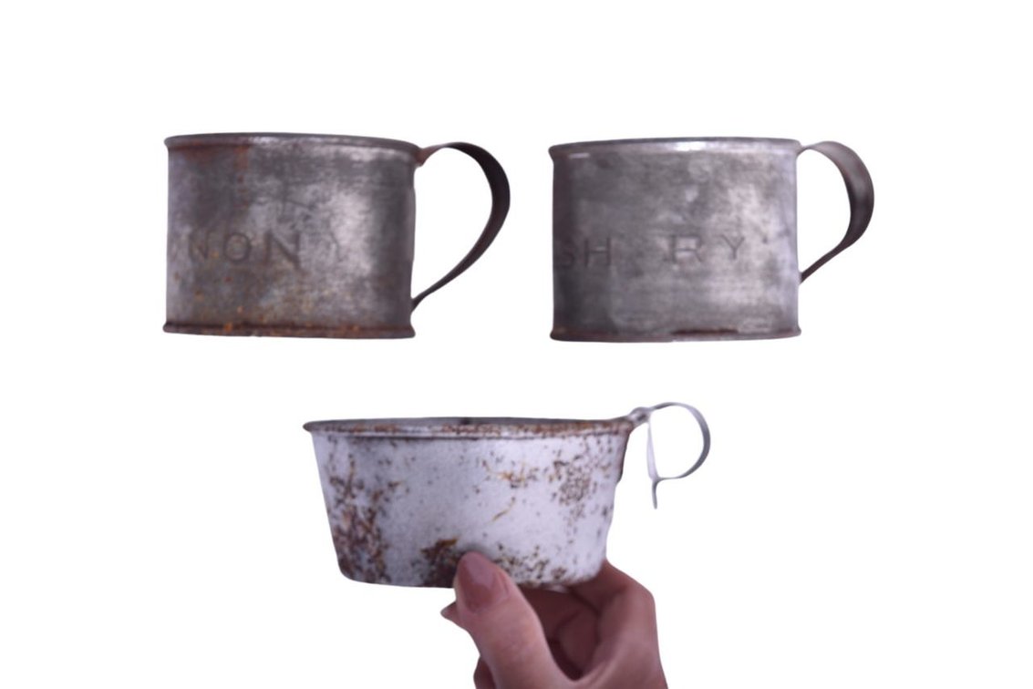 Set Of 3 Tin Railroad Drinking Cups