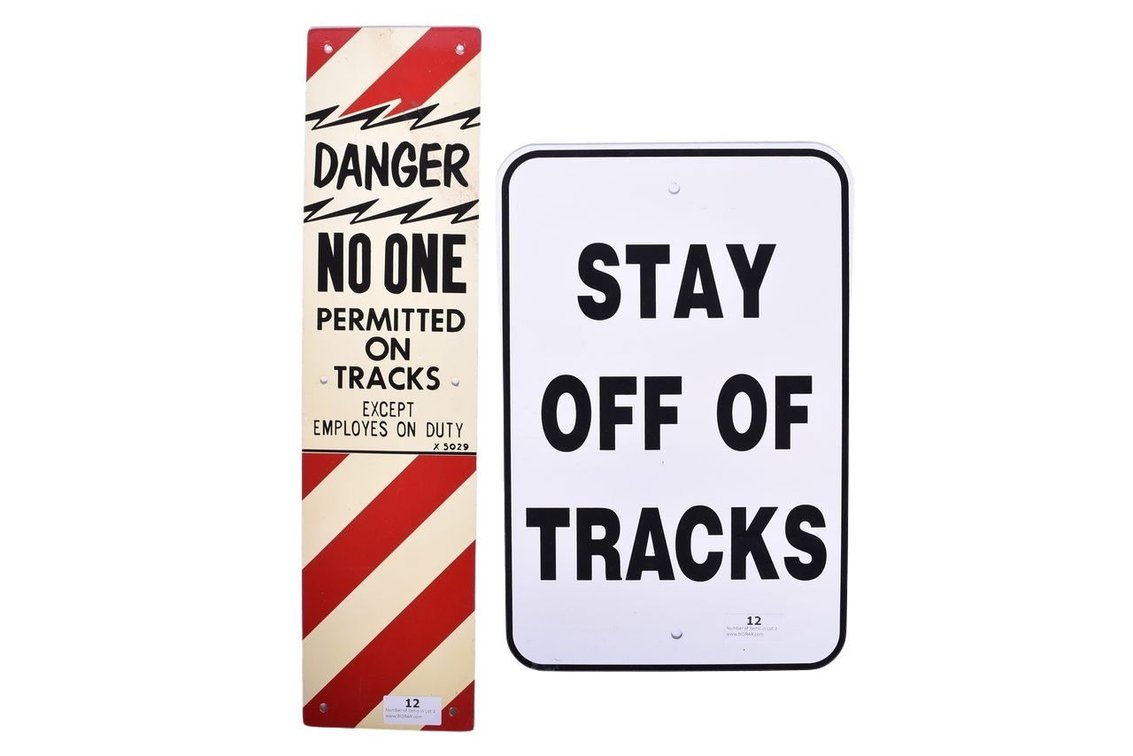 Pair Of Metal Railroad Danger Signs