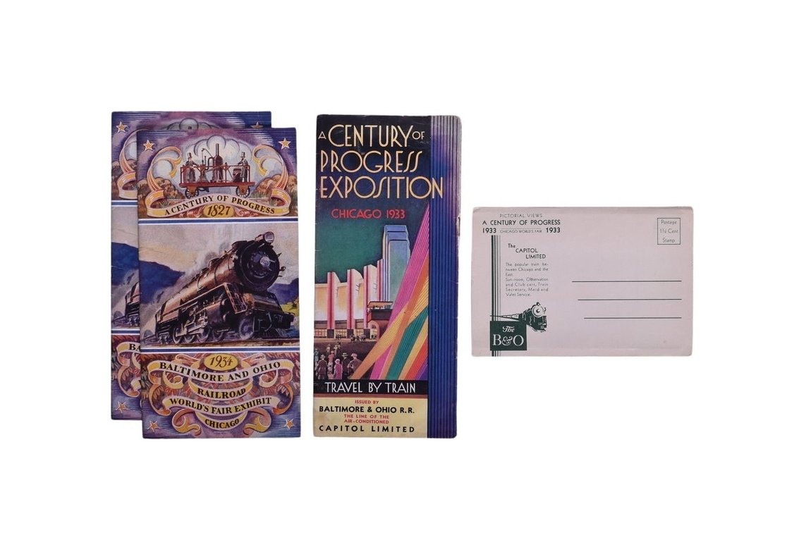 Baltimore & Ohio World's Fair Advertisements And Postcard Folio- 1933 to 1934