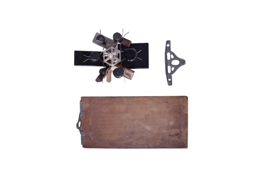 Standard Railroad Rubber Stamp Holder w/ Seven Rubber Railroad Stamps And Wooden Clipboard