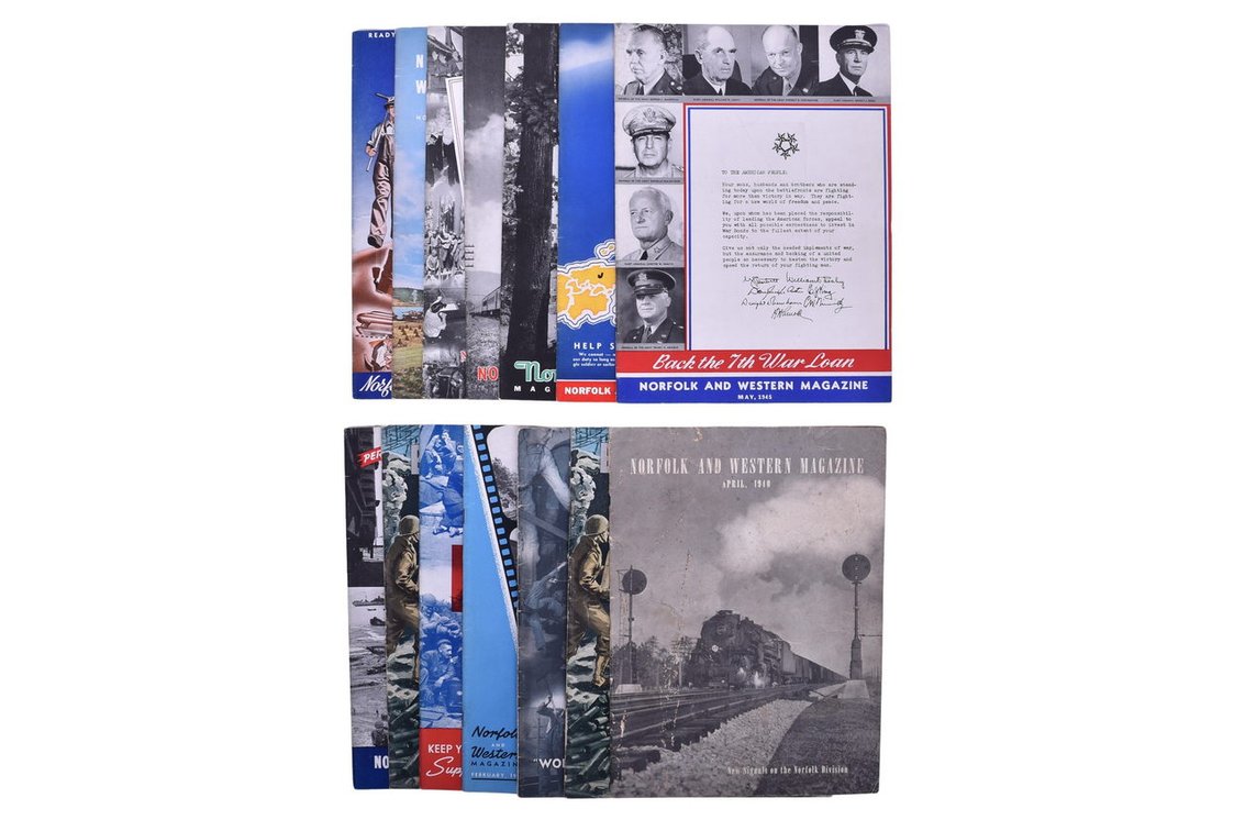 Group Of Fourteen Norfolk And Western Magazines Ranging From 1940-1949