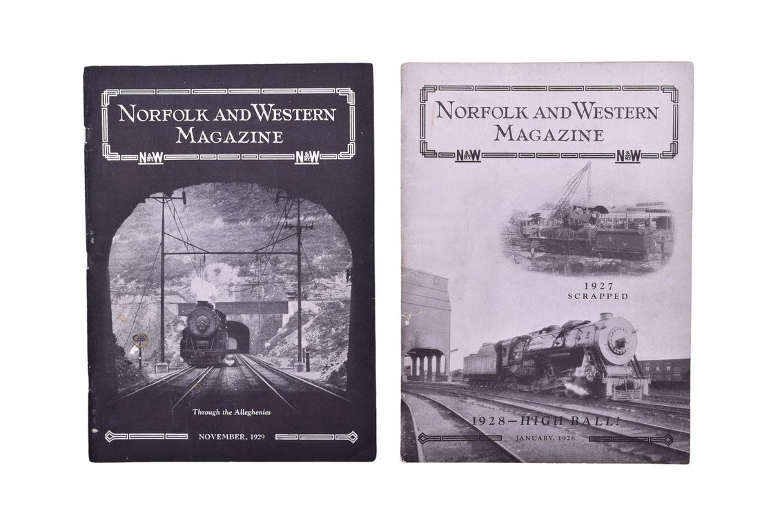 Group of Two Norfolk And Western Magazines from years 1928 And 1929.