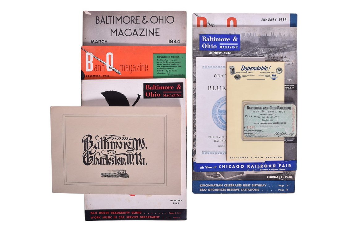 Two System Employee Passes From 1927 For Conductor And Wife, Along With Group Of Eight Baltimore & Ohio Railroad Ephemera Items