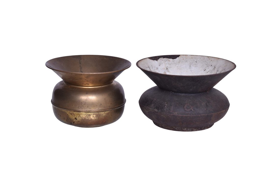 Norfolk & Western Cast Iron Spittoon And Brass Spittoon