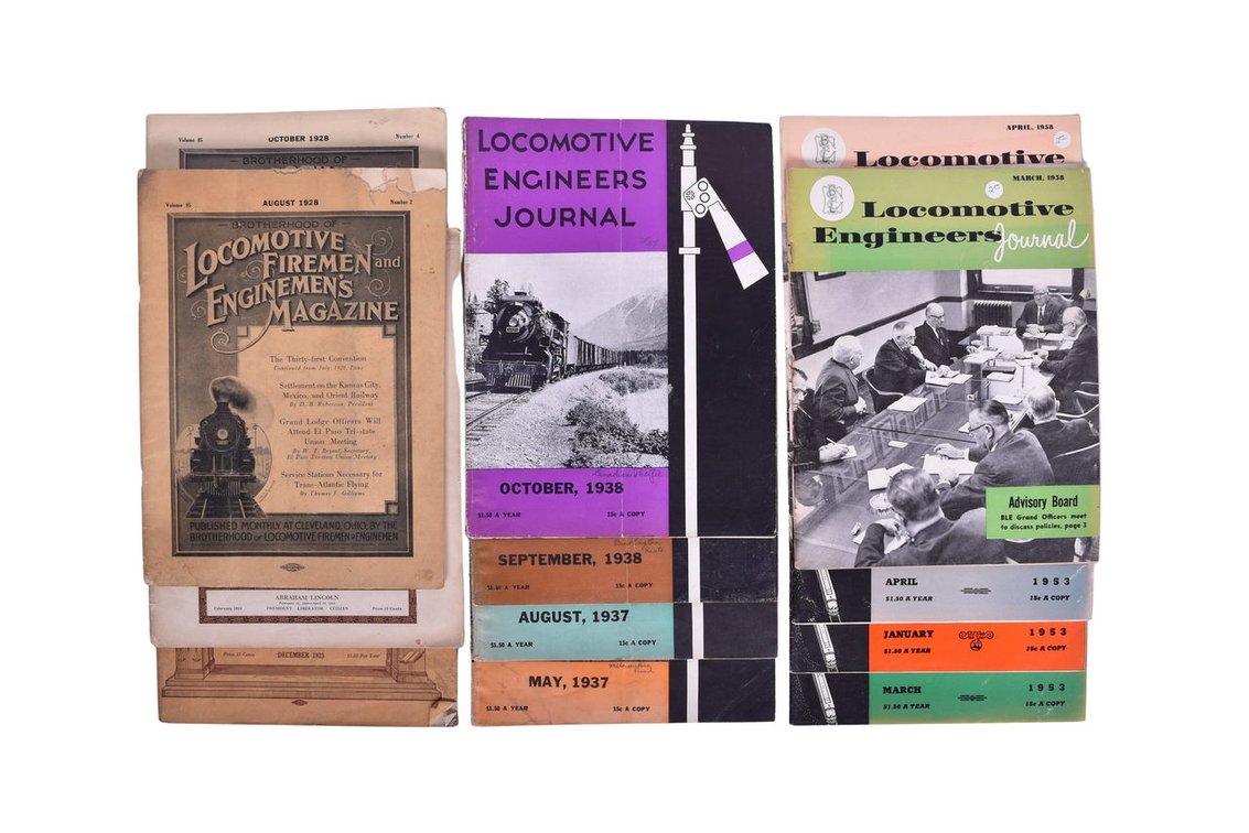 Group Of Thirteen Locomotive Engineers Journals Ranging From 1923-1958