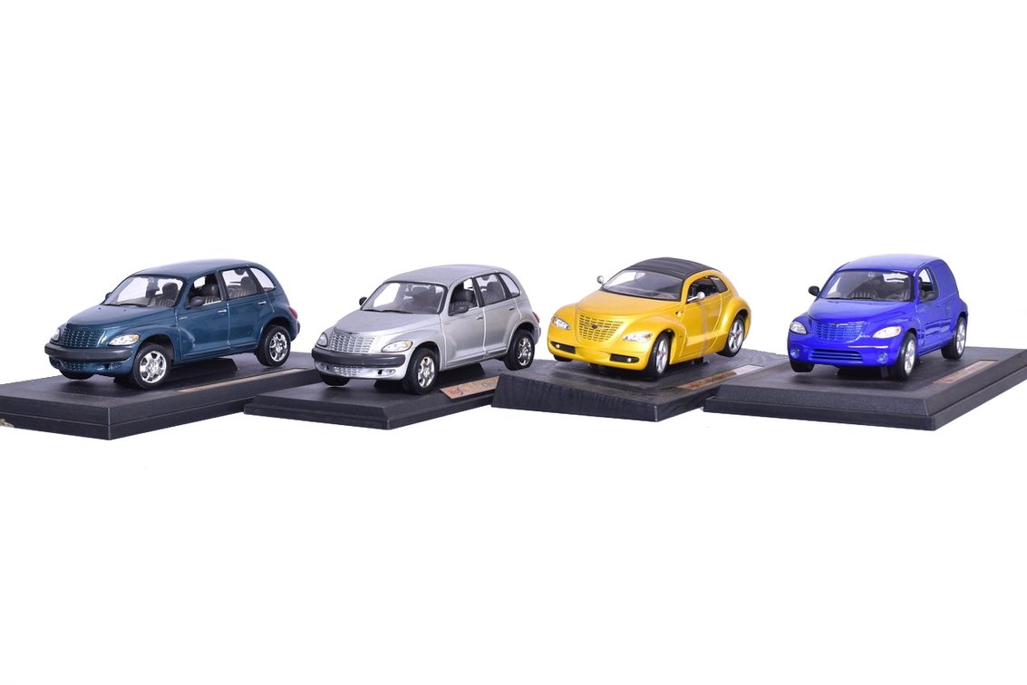 Four Maisto 1:18 Die Cast Chrysler P T Cruisers
