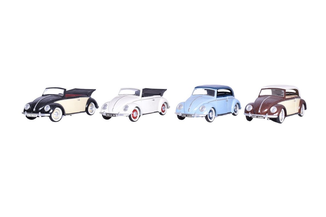 Four Solido 1:17 Die Cast 1949 Volkswagen Coccinelle Convertible Model Cars
