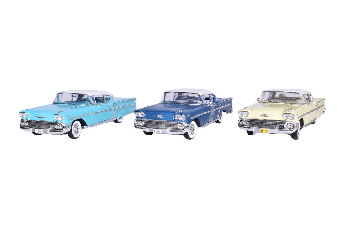 Three ERTL 1:18 Die Cast 1958 Chevrolet Impala Models