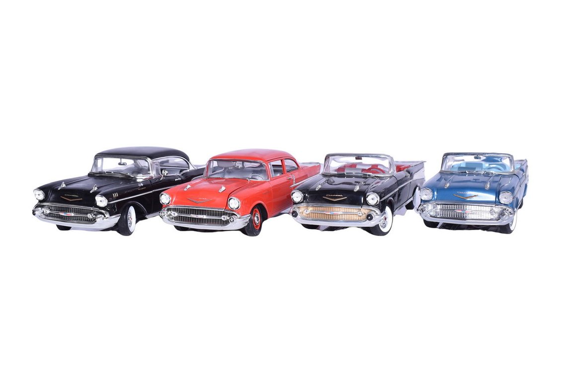 Four ERTL 1:18 Die Cast 1957 Chevrolet Bel Air Model