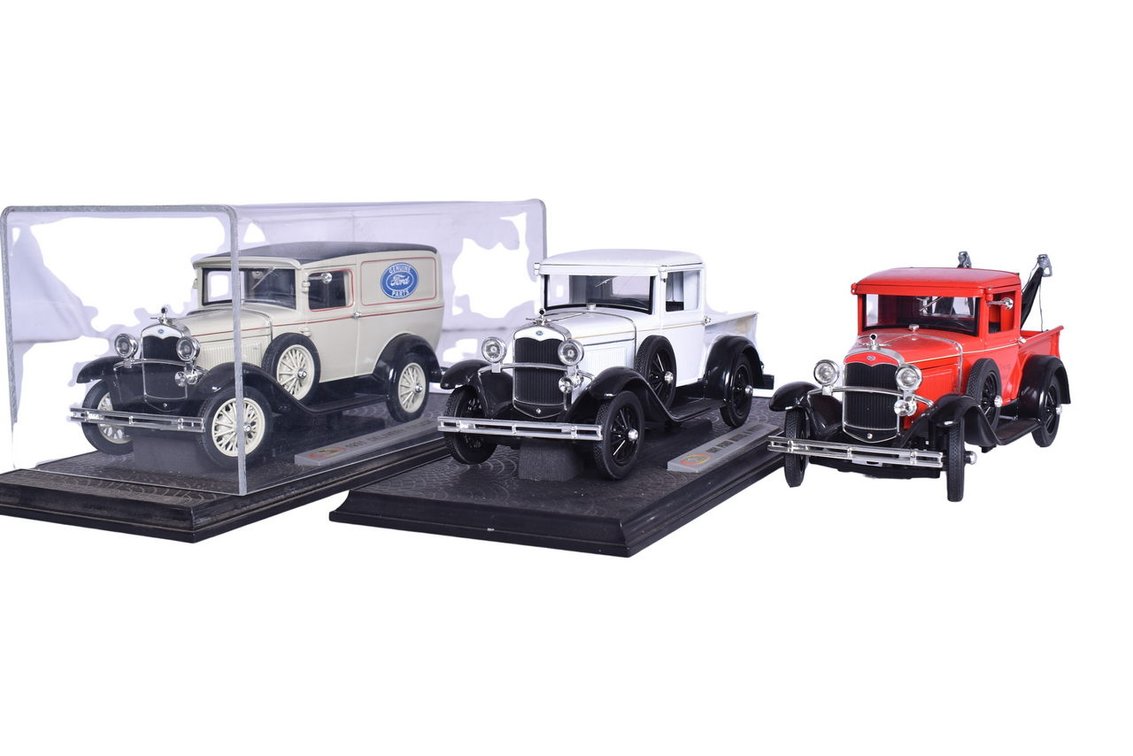 Three Signature Models 1:18 Die Cast 1931 Ford Model A Pickup and Delivery Truck Models