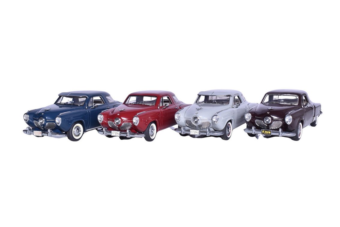 Four Highway 61 1:18 Die Cast 1951 Studebaker Commander Models