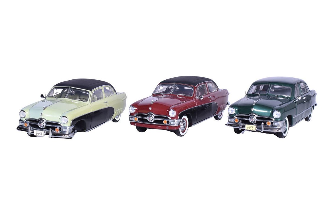 Three Precision Miniatures 1:18 Die Cast 1950 Ford Crestliner Models
