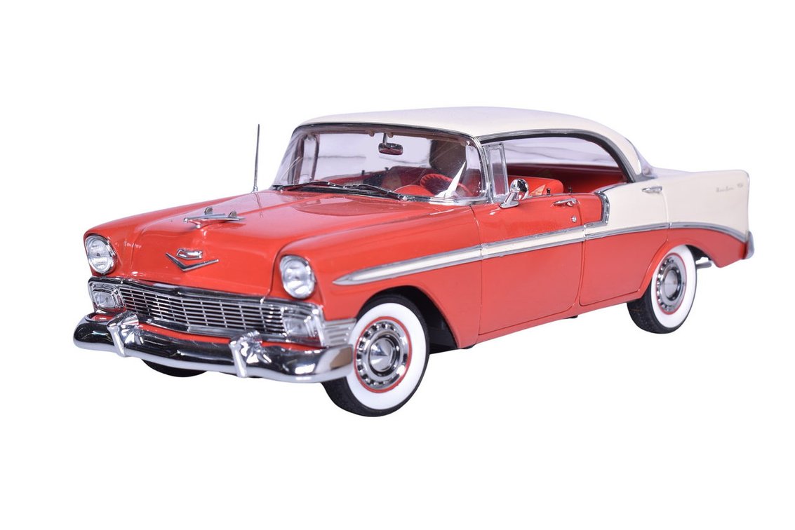Precision Miniatures 1:18 Die Cast 1956 Chevy Bel Air Two Tone in India Ivory and Matador Red