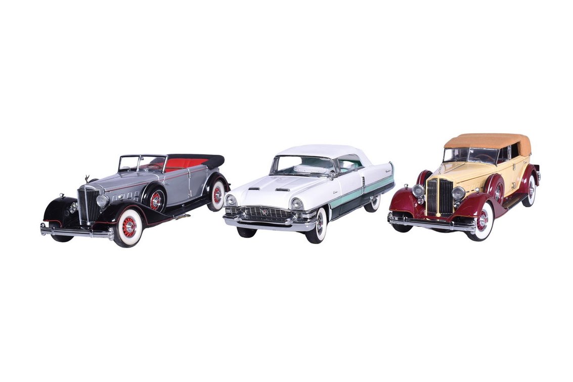 Three Franklin Mint 1:24 Die Scale Limited Edition Packard Models - 1934 and 1955