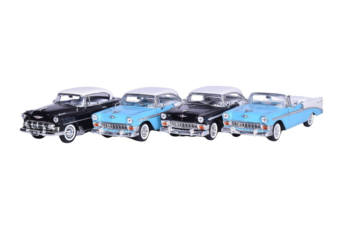 Four Jada 1:24 Die Cast 1950s Chevrolet Bel Air Models