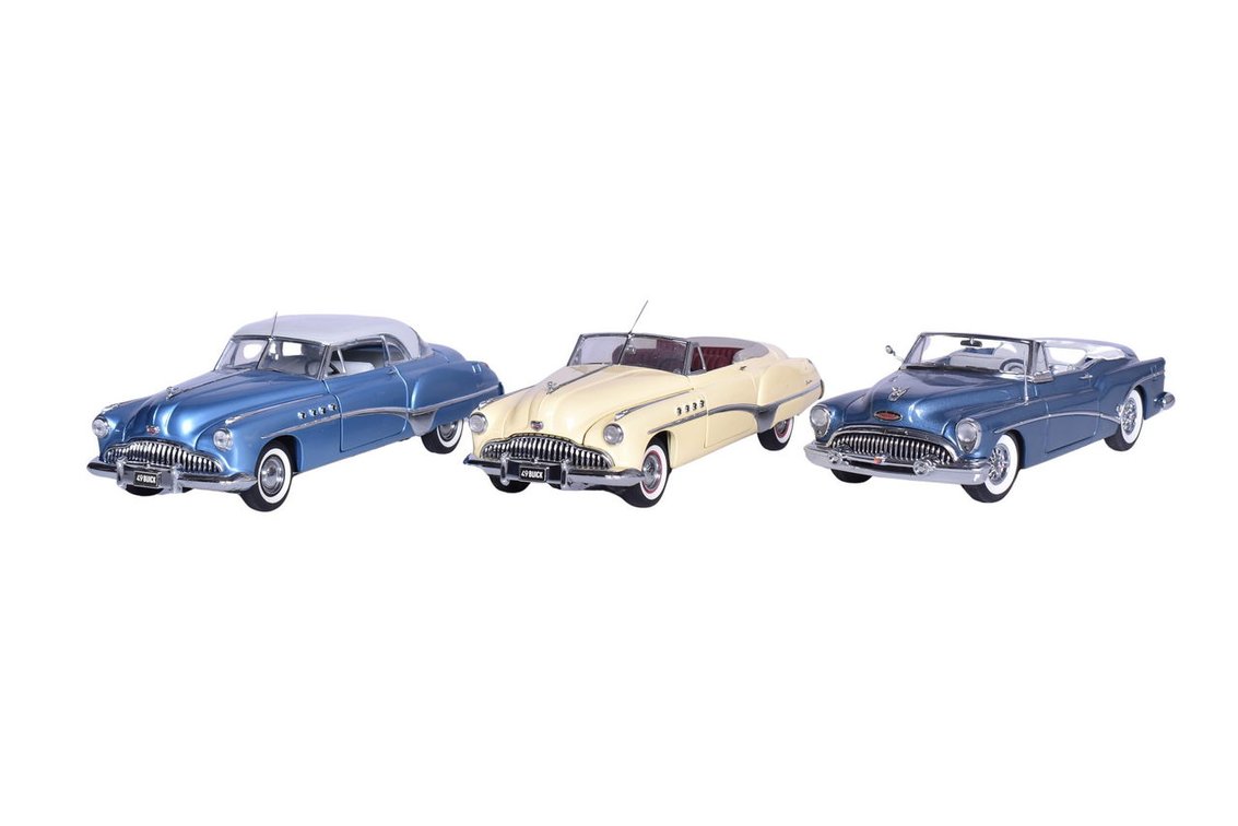 Three 1:24 Die Cast 1949, 1953 Buick Models - Franklin Mint, Danbury Mint