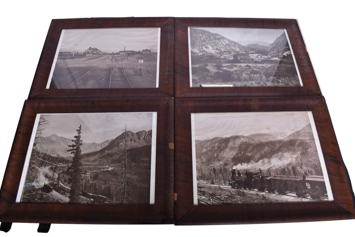 Four Framed Narrow Gauge Railroad Black & White Photographs